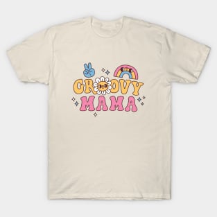 Groovy Mama Hippie Flower And Rainbow T-Shirt